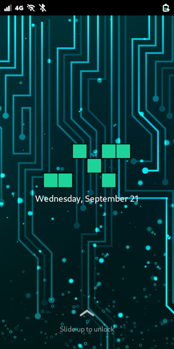 Phosh home screen with binary clock