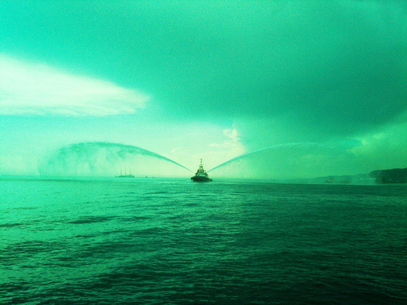 A boat in Trieste - green photo made by PinePhone