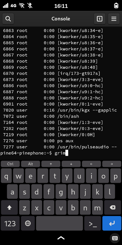 ps command on an Linux phone terminal emulator